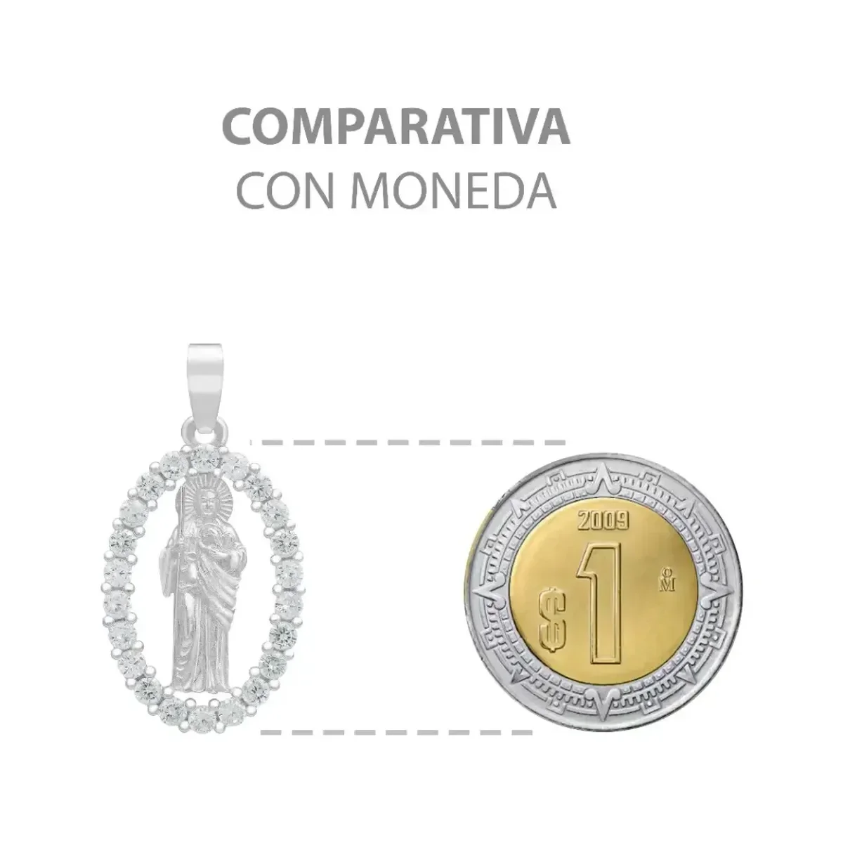 Dije Medalla San Judas Tadeo Plata .925 con Zirconia Transparente - Imagen 8