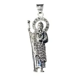 Dije Medalla San Judas Tadeo Plata 999 con Zirconia Transparente - Imagen 1