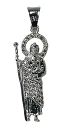 Dije Medalla San Judas Tadeo Plata 999 con Zirconia Transparente - Imagen 2