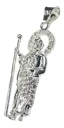 Dije Medalla San Judas Tadeo Plata 999 con Zirconia Transparente - Imagen 3