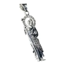 Dije Medalla San Judas Tadeo Plata 925 con Zirconia Transparente - Imagen 4