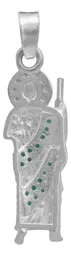 Dije Medalla San Judas Tadeo Plata 925 con Zirconia Verde Liso Modelo 2261 - Imagen 2