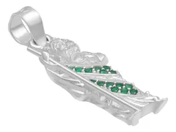Dije Medalla San Judas Tadeo Plata 925 con Zirconia Verde Liso Modelo 2261 - Imagen 3