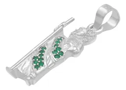 Dije Medalla San Judas Tadeo Plata 925 con Zirconia Verde Liso Modelo 2261 - Imagen 4