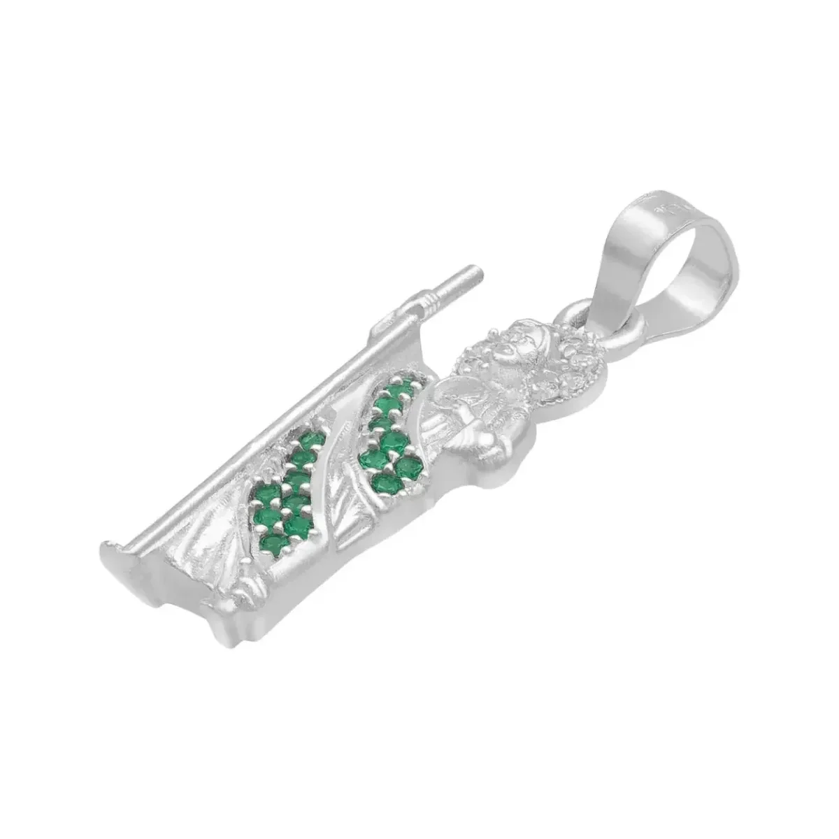 Dije Medalla San Judas Tadeo Plata 925 con Zirconia Verde Liso Modelo 2261 - Imagen 4