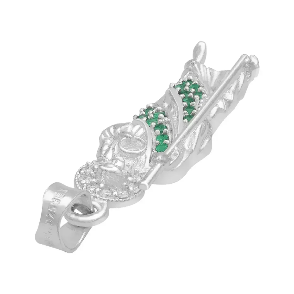 Dije Medalla San Judas Tadeo Plata 925 con Zirconia Verde Liso Modelo 2261 - Imagen 5