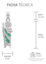 Dije Medalla San Judas Tadeo Plata 925 con Zirconia Verde Liso Modelo 2261 - Imagen 7