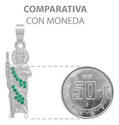 Dije Medalla San Judas Tadeo Plata 925 con Zirconia Verde Liso Modelo 2261 - Imagen 8
