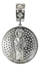 Dije Medalla San Judas Tadeo Plata .925 con Zirconia Verde Modelo 1177 - Imagen 3
