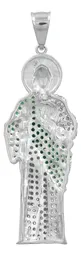 Dije Medalla San Judas Tadeo Plata 999 con Zirconia Verde Zirconias Modelo 501 - Imagen 2