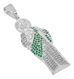 Dije Medalla San Judas Tadeo Plata 999 con Zirconia Verde Zirconias Modelo 501 - Imagen 3