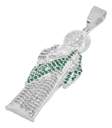 Dije Medalla San Judas Tadeo Plata 999 con Zirconia Verde Zirconias Modelo 501 - Imagen 4