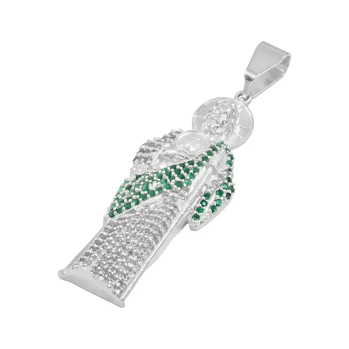 Dije Medalla San Judas Tadeo Plata 999 con Zirconia Verde Zirconias Modelo 501 - Imagen 4