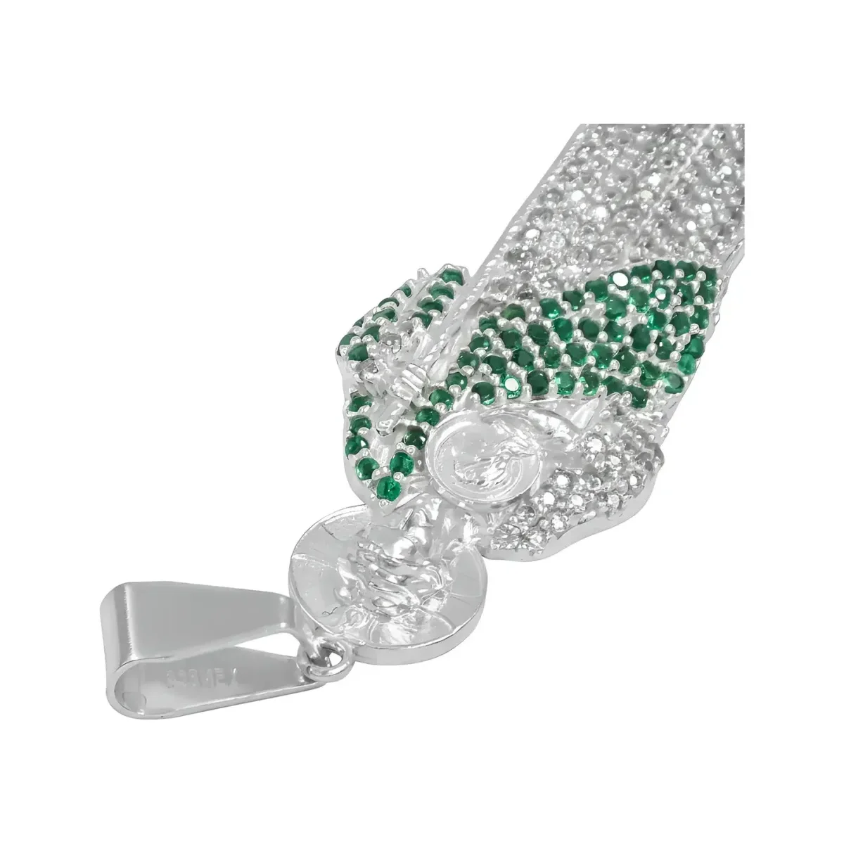 Dije Medalla San Judas Tadeo Plata 999 con Zirconia Verde Zirconias Modelo 501 - Imagen 5