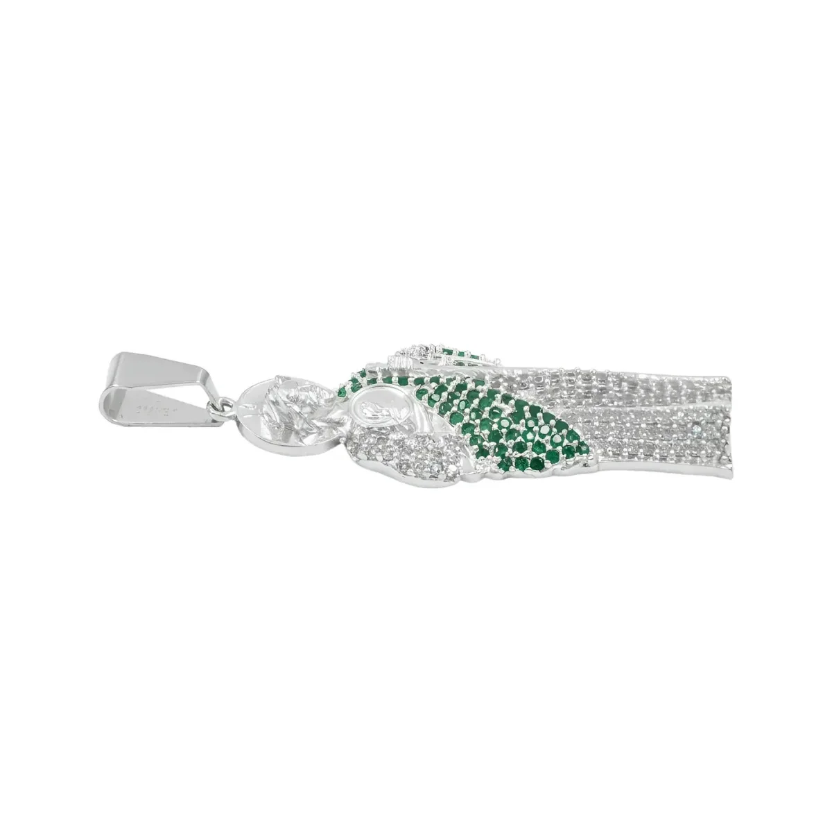 Dije Medalla San Judas Tadeo Plata 999 con Zirconia Verde Zirconias Modelo 501 - Imagen 6