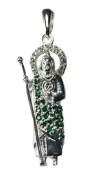 Dije Medalla San Judas Tadeo Plata 999 con Zirconia Verde Zirconias Modelo 552 - Imagen 2
