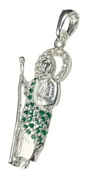 Dije Medalla San Judas Tadeo Plata 999 con Zirconia Verde Zirconias Modelo 552 - Imagen 3
