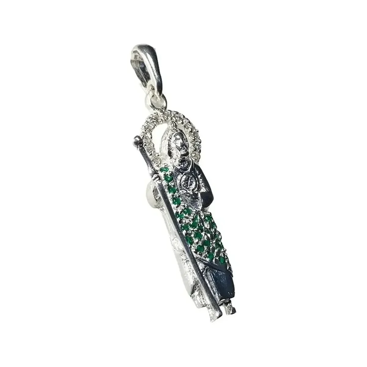 Dije de Plata .999 San Judas Tadeo con Zirconia Verde 46 mm - Imagen 4