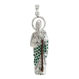 Dije Medalla San Judas Tadeo Plata 925 con Zirconia Zirconias - Imagen 1
