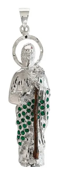 Dije Medalla San Judas Tadeo Plata 925 con Zirconia - Imagen 1