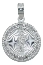 Dije Medalla San Judas Tadeo Plata 925 Diamantada con Zirconia - Imagen 1