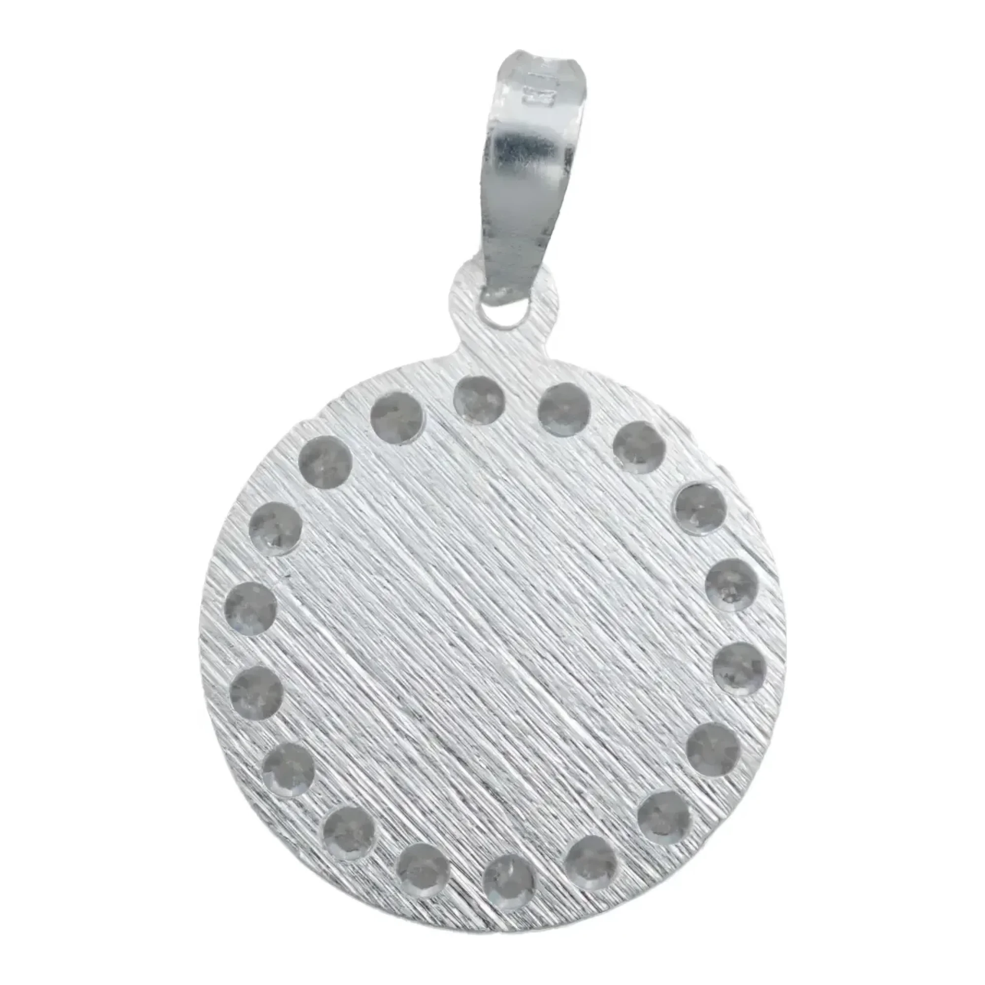 Dije Medalla San Judas Tadeo Plata 925 Diamantada con Zirconia - Imagen 3