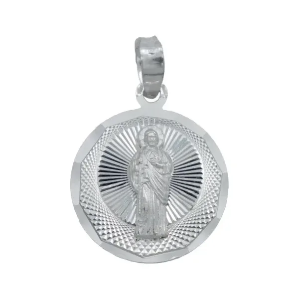 Dije Medalla San Judas Tadeo Plata 925 Diamantada Joyería Religiosa - Imagen 1