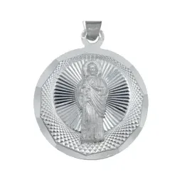 Dije Medalla San Judas Tadeo Plata 925 Diamantada Joyería Religiosa - Imagen 2