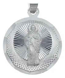 Dije Medalla San Judas Tadeo Plata 925 Diamantada Joyería Religiosa - Imagen 2