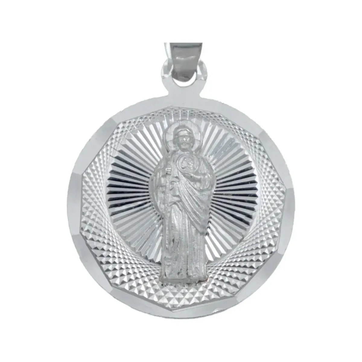 Dije Medalla San Judas Tadeo Plata 925 Diamantada Joyería Religiosa - Imagen 2