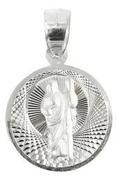 Dije Medalla San Judas Tadeo Plata 925 Diamantada Modelo 1284 - Imagen 1