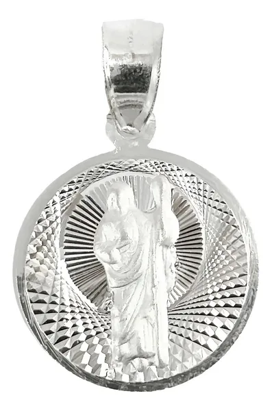 Dije Medalla San Judas Tadeo Plata 925 Diamantada - Imagen 1