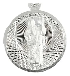 Dije Medalla San Judas Tadeo Plata 925 Diamantada Modelo 1284 - Imagen 2
