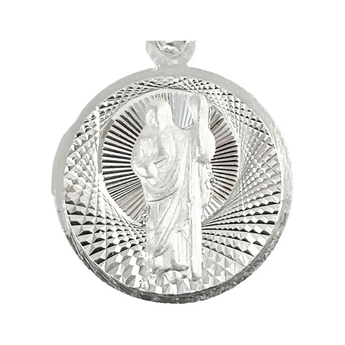 Dije Medalla San Judas Tadeo Plata 925 Diamantada Modelo 1284 - Imagen 2