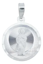 Dije Medalla San Judas Tadeo Plata 925 Diamantada Modelo 2171 - Imagen 1