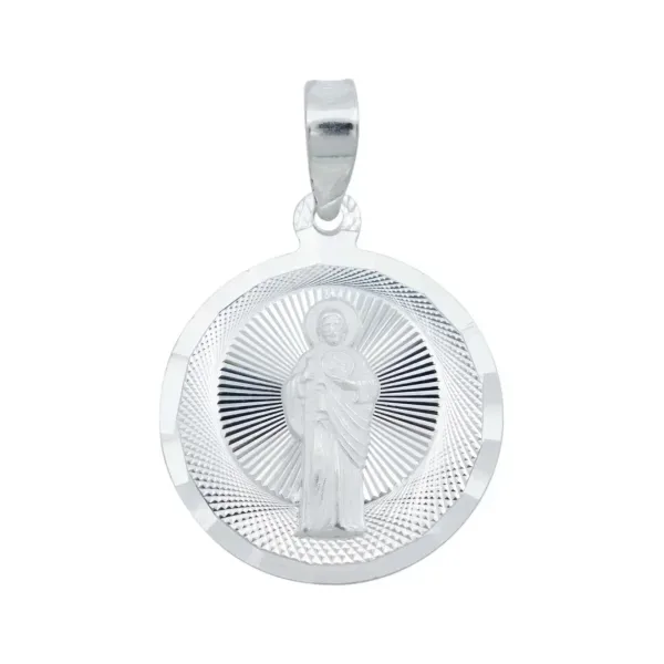 Dije Medalla San Judas Tadeo Plata 925 Diamantada Modelo 2171 - Imagen 1