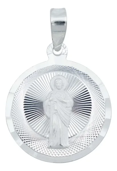 Dije Medalla San Judas Tadeo Plata 925 Diamantada Modelo 2171 - Imagen 1