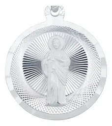 Dije Medalla San Judas Tadeo Plata 925 Diamantada Modelo 2171 - Imagen 2