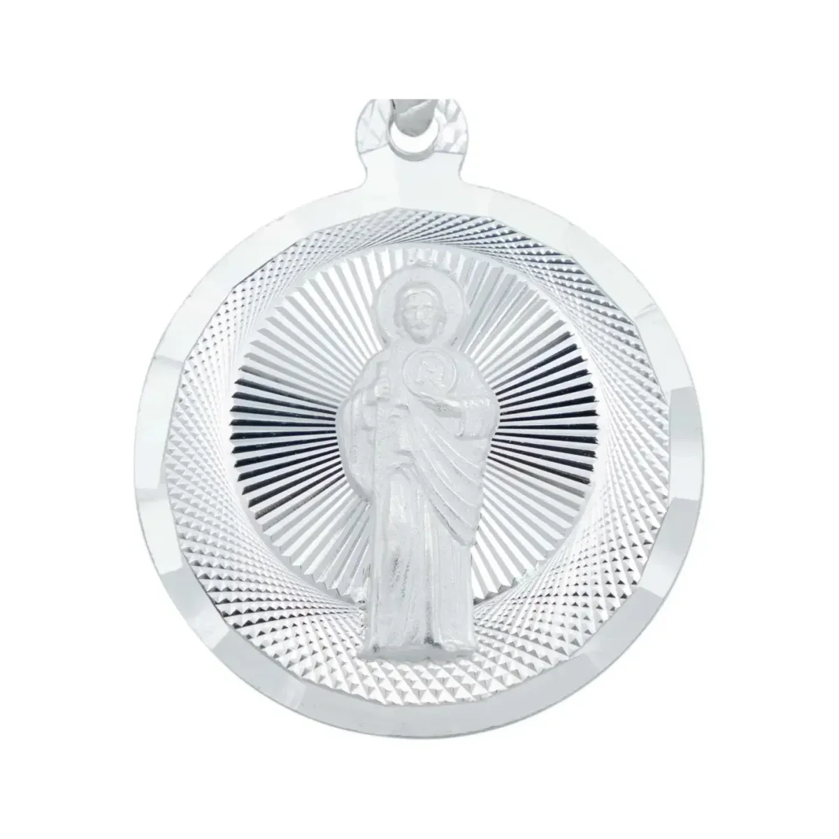 Dije Medalla San Judas Tadeo Plata 925 Diamantada Modelo 2171 - Imagen 2