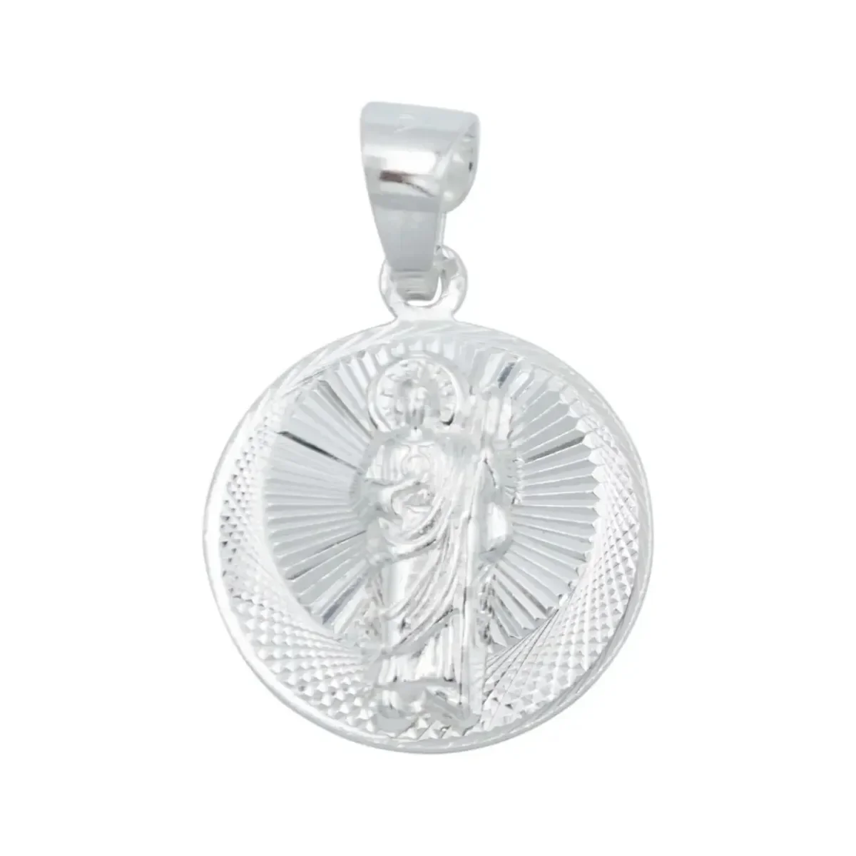 Dije Medalla San Judas Tadeo Plata 925 diamantada, colgante religioso moderno, joyería católica mexicana ley 925, amuleto de