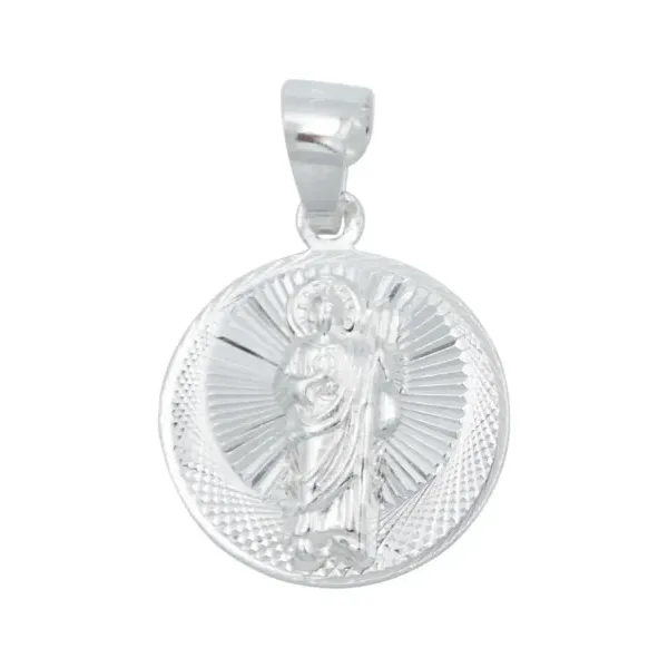 Dije Medalla San Judas Tadeo Plata 925 Diamantada Modelo 2173 - Imagen 1