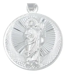 Dije Medalla San Judas Tadeo Plata 925 Diamantada Modelo 2173 - Imagen 2