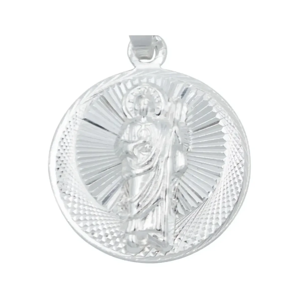 Dije Medalla San Judas Tadeo Plata 925 Diamantada Modelo 2173 - Imagen 2