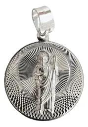 Dije Medalla San Judas Tadeo Plata 925 Diamantada Modelo 962 - Imagen 1