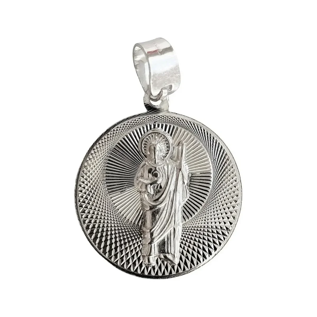 Dije Medalla San Judas Tadeo Plata 925 diamantada - Joyaris joyería religiosa