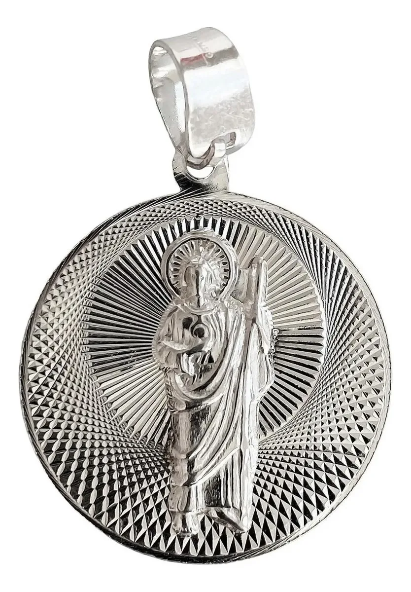 Dije Medalla San Judas Tadeo Plata 925 diamantada - Joyaris joyería religiosa