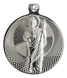 Dije Medalla San Judas Tadeo Plata 925 Diamantada Modelo 962 - Imagen 2
