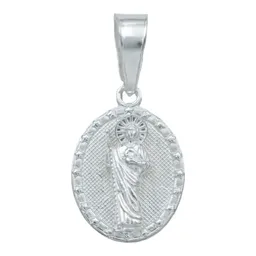 Dije Medalla San Judas Tadeo Plata 925 Diamantada Unisex - Imagen 1