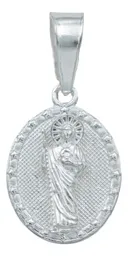 Dije Medalla San Judas Tadeo Plata 925 Diamantada Unisex - Imagen 1