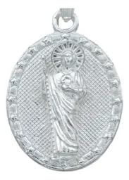 Dije Medalla San Judas Tadeo Plata 925 Diamantada Unisex - Imagen 2